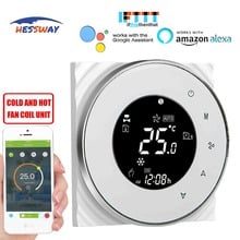 HESSWAY TUYA 4P 2p digital wireless wifi thermostat room temperature for cool&heat fan coil unit by Works with Alexa Google 2024 - buy cheap