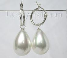 Hot selling free shipping******** AAA Dangle 12-16mm white sea shell pearls earring 925 silver  j8502 2024 - buy cheap