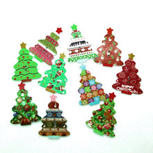 Botones de madera para costura de árbol de Navidad, accesorios variados de 34x24mm para costura de ropa, costura decorativa, Scrapbooking, 50 Uds. 2024 - compra barato