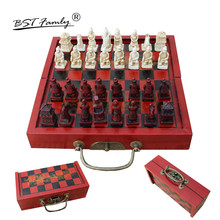 Terracotta Army Chess Set Portable Chess Game  Foldable Wooden Chessboard Wood Resin Chess Pieces Travel Chess  I29 2024 - buy cheap