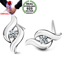 OMH-joyería de moda para mujer, pendientes tipo botón de plata fina YS127, elegante, con paralelograma geométrico brillante, circonita AAA, 925 2024 - compra barato