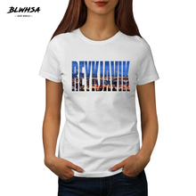 BLWHSA Reykjavik carta camiseta para mujer impresa Islandia de la Ciudad de Reykjavik de impresión de camisetas de algodón Casual divertida mujer Camisetas 2024 - compra barato