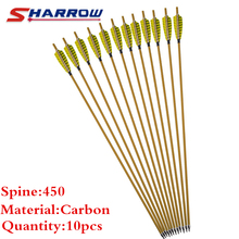 10Pcs 30" Carbon Arrows SP450 Wooden Skin Shaft 4" Feather Replaceable Broadheads Camping Hunting Shooting Archery Accessories 2024 - buy cheap