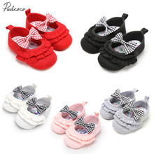 2018 Brand New Newborn Infant Baby Girl Boy Autumn Casual Crib Shoes Cotton Bow Slip On Ruched Baby Soft Sole First Walker 0-18M 2024 - buy cheap