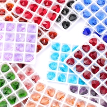 14mm 28pcs/pack crystal Heart shape beads cross hole heart beads Pendant Rhinestone for Jewelry accessories Earring making 2024 - buy cheap