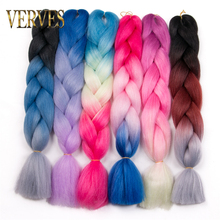 VERVES Synthetic Braiding Hair 1 piece 24 inch Jumbo Braid 100g/piece pure and ombre high temperature Fiber Hair Extensions 2024 - buy cheap