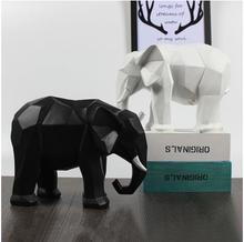 Artesanato de elefante preto e branco europeu, estilo nórdico, modelo geométrico de casa, decorações de mesa, presentes bonitos 2024 - compre barato