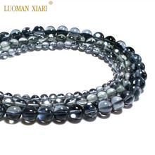 Wholesale AAA Gun Black Crystal Glitter Natural Stone Beads For Jewelry Making DIY Bracelet Necklace 6/8/10/12 mm Strand 15'' 2024 - buy cheap