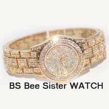 Reloj de pulsera con diamantes para mujer, cronógrafo de cristal y acero inoxidable, de marca de lujo, color dorado, 2019 2024 - compra barato