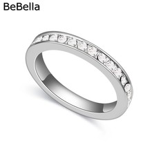 Bebella anel redondo de cristal clássico, 5 cores, novo, para noivado, feito com cristal tcheco, para meninas, presente de natal 2024 - compre barato