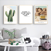 Paisaje de viaje Cactus auto desierto decoración cartel cuadro sobre lienzo para pared casa imagen para decoración de pared 2024 - compra barato