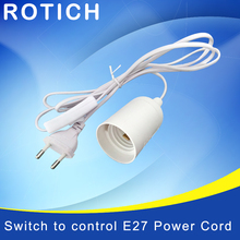 SAVE Plug-and-play E27 holder for E27 socket E27 base bulb led light lamp,switch to control E27 Power Cord Europe Russia Plug 2024 - buy cheap