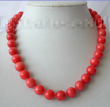wholesale factory price High-quality Jewelry real Amazing WOW big 10MM ROUND natural pink CORAL BEADS necklace Collier Halsk 18" 2024 - buy cheap