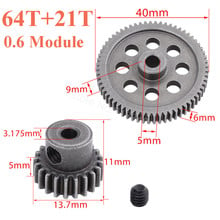 11184 Metal Diff Main Gear 64T 11181 Motor Pinion Gears 21T Truck 1/10 RC Parts HSP BRONTOSAURUS Himoto Amax Redcat Exceed 94111 2024 - buy cheap