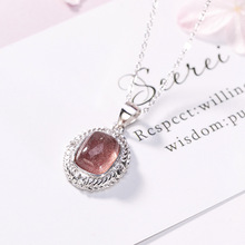 2018 New Genuine 100% 925 Sterling Silver Pendant Necklace For Women Elegance Pink Crystal Original Wedding Necklace Fine Jewels 2024 - buy cheap