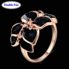 New Rose Flower Leaf Crystal Paved Engagement Finger Ring For Womens Rose Gold  Color Fashion Brand Jewelry anel DWR678 DWR679 2024 - buy cheap