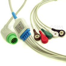 ECG cable for Biolight patient monitor M7000 M9500 ,12 pins  5 Lead  Snap  AHA 2024 - buy cheap