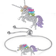 Bohemia Pendant Necklace Bracelet Jewelry Set for Women Baby Gifts High Quality Unicorn Animal Rhinestone Rainbow Necklace 2024 - buy cheap