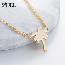 SMJEL Bijoux Tattoo Choker Necklace Coconut Tree Plant Necklaces Pendants Chain Gold Palm Tree Necklaces Stainless Steel Jewelry 2024 - buy cheap