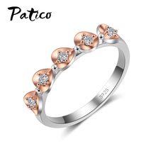 Classical Multi color Mini Cubic Zirconia Rings Rose Gold Color Real 925 Sterling Silver Genuine Brand Free Shipping 2024 - buy cheap