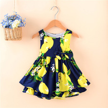 New Kids Girls Sleeveless Dress Heart Print Round Neck Bowknot Double Layer Hem Princess Dress 2024 - buy cheap