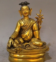 8" Tibet Buddhism Temple Bronze 24K Gold Gilt Lama arhat Milarepa Buddha Statue 2024 - buy cheap