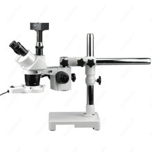 Microscópio estéreo boom-amscópio com câmera fluorescente, 20x e 40x, suprimentos 2024 - compre barato