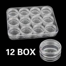 12 pequenos potes conjunto da arte do prego vazio caixa de armazenamento plástico em pó paillette cristal claro caso acessórios plástico recipiente vazio sj6 2024 - compre barato