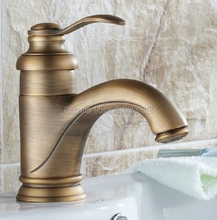 Antique Brass Single Hole Deck Mounted Bathroom Basin Sink Faucet Single Handle Vessel Sink Mixer Taps Wnf051 2024 - buy cheap