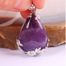 Natural Teardrop Purple Crystal Bead GEM Pendant Jewelry For Gift S085 2024 - buy cheap