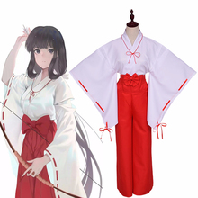 Disfraz de Anime de Inuyasha Kikyo, Kimono japonés Mikofuku, conjunto completo de ropa de samurái, uniforme de fiesta de Halloween, peluca, zuecos 2024 - compra barato