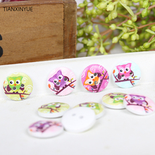 20mm 50pcs/lot Cartoon owl wooden buttons 2-holes button Sewing Scrapbooking DIY Clothing Accessories 2024 - buy cheap