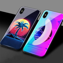 Neon Retrowave 80s vintage art Soft Silicone Glass Phone Case cover For iPhone SE 6 6s 7 8 Plus X XR XS 11 PRO 12 mini MAX Shell 2024 - buy cheap