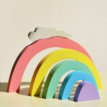Bloques de construcción de arcoíris de madera coloridos para niños, juguetes creativos de ensamblaje de bloques de madera, conjunto de círculos, juguetes educativos para niños 2019 2024 - compra barato