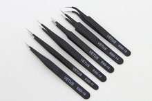 6pcs Anti-static tweezers pointed round head Elbow chick stainless steel tweezers ESD-10/11/12/13/14/15 2024 - buy cheap