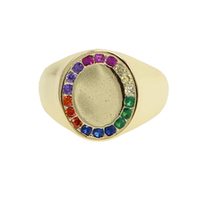 2021 Gold Filled Colorful Rainbow Oval Engagement Classic Cz Finger Ring For Women Lady Geometric Shape Charm Fashion Jewelry 2024 - buy cheap