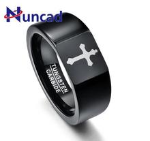 Vintage Style Cross Metal Black Color Men Women Rings Tungsten Carbide Couple Anillos Wedding Bands 2024 - buy cheap