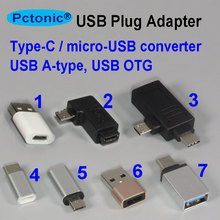 Adaptador usb otg tipo c pctônico, micro-usb 90 dobra de anjo fêmea para macho, conversor cabo usb para flash drive huawei 2024 - compre barato