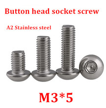 Parafuso de soquete, parafuso de aço inoxidável sus304 com cabeça de botão iso7380 para tamanhos m3 * 5, m3x5mm 2024 - compre barato