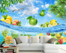 Beibehand-papel de parede personalizado, hd, frutas, limão, maçã, coqueiro, restaurante, 3d, mural, papel de parede 2024 - compre barato