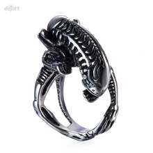 Мужское кольцо в стиле панк из нержавеющей стали, байкерское кольцо с черепом, классическое кольцо пришельцев 2024 - купить недорого