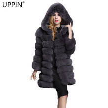 UPPIN Women's Faux Fur Coat Hooded Long Sleeve Winter Fashion Thick Warm Natural Fur Jacket Outerwear Overcoat Female Fur Coats 2024 - buy cheap