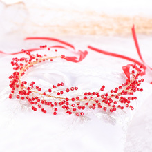 Vintage Gold Headbands Red Crystal Handmade Tiara Hair Jewelry For Women Bride Hairbands Headpiece Wedding Hair Accessories Gift 2024 - buy cheap