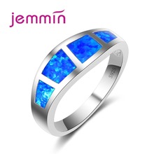 Simple Men Rings With Blue Opal Stone 925 Sterling Silver Women Ring For Engagement Wedding Jewelry Accessory Bague Femme 2024 - buy cheap