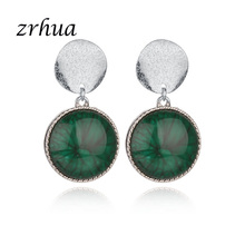 ZRHUA Retro Green Ball Drop Earrings For Women Bijoux New Fashion Jewelry Wholesale Vintage Gift brincos boucle d'oreille 2024 - buy cheap