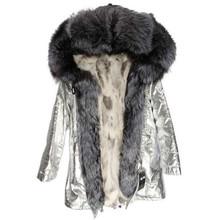 2021 new winter jacket natural fox fur collar outwear thick warm Artificial Fur Lining long  winter jacket 2024 - buy cheap