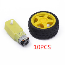 10 conjunto de chassi de pneu de carro inteligente diy, kit de chassi de robô de carro em plástico com motor de engrenagem dc 3-6v 65*28mm para arduino mayitr 2024 - compre barato