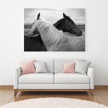 Pintura de cavalo de parede, arte branca e preta, pintura de cavalo em telas, imagens para decoração de sala de estar, decoração escandinavo, posteres e impressões 2024 - compre barato