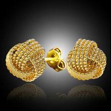 wholesale Gold / silver color 10MM mesh knot Stud earrings,fashion women's earrings.hot sell women's jewelry,factory price 2024 - купить недорого