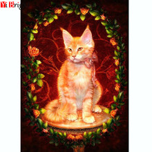 Сделай Сам полностью Квадратный бриллиант, 5D Вышивка красивая кошка Алмазная картина крестиком горный хрусталь Мозаика Декор Новый год Gif XY1 2024 - купить недорого